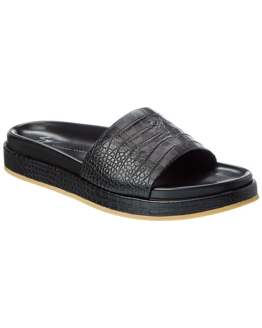 Giuseppe Zanotti Indi 10 Croc-Embossed Leather Slide