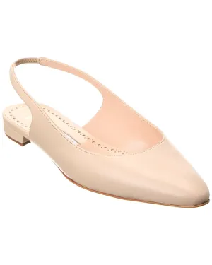 Manolo Blahnik Sawra Leather Slingback Flat