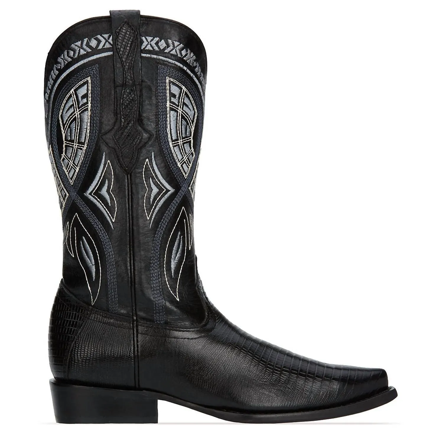 Men's Cowboy Leather Boots In Black
