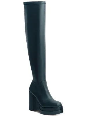 Ozzey Womens Faux Leather Heels Over-The-Knee Boots