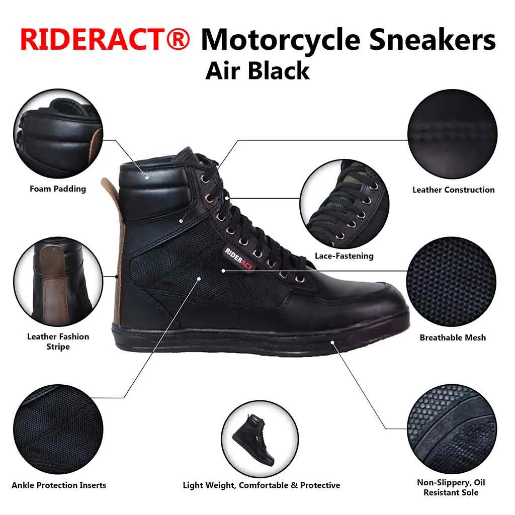 RIDERACT® Motorcycle boots Air Black Riding Sneakers